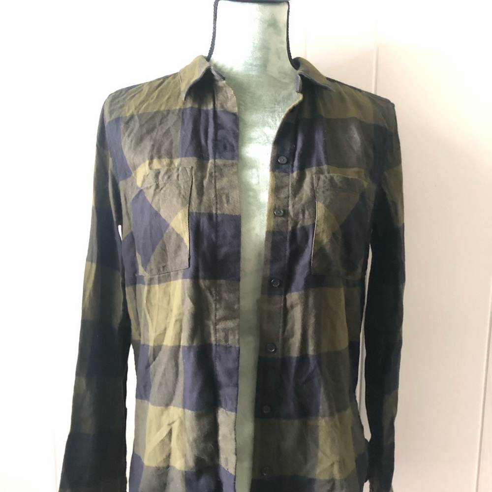 H&M Men's Olive Checkered Button up Shirt